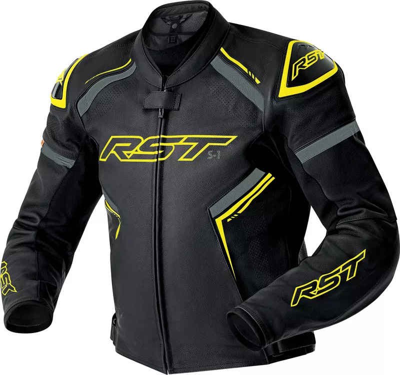 BLOUSON RST CUIR S1 D3O N-JAUNE